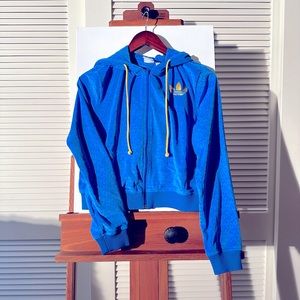 NWT Adidas 70s Retro Bluebird Recycled Velour Full Zip Hoodie XS